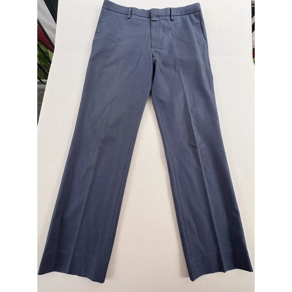 Banana Republic Mens 34x32 Non Iron Tailored Slim Fit Cotton Pants Blue